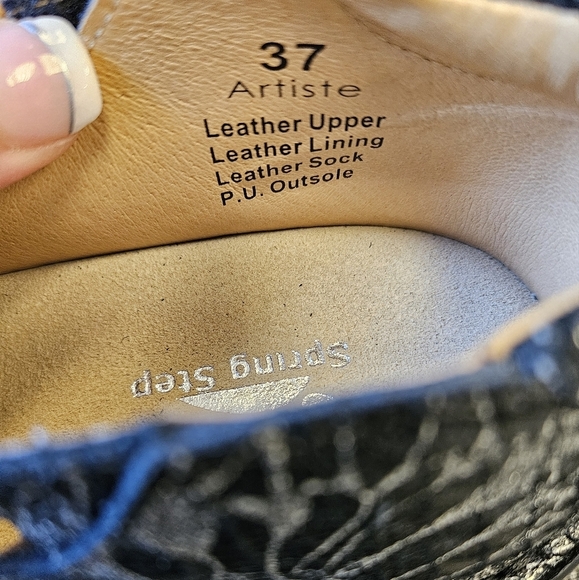 Spring Step Artiste Leather Comfort Shoe Mule Clog Black Floral Womens - Picture 7 of 9